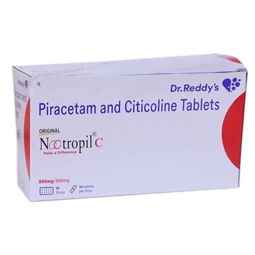 Nootropil C (Piracetam + Citicoline) Dr. Reddy’s carton box with multiple blister packs