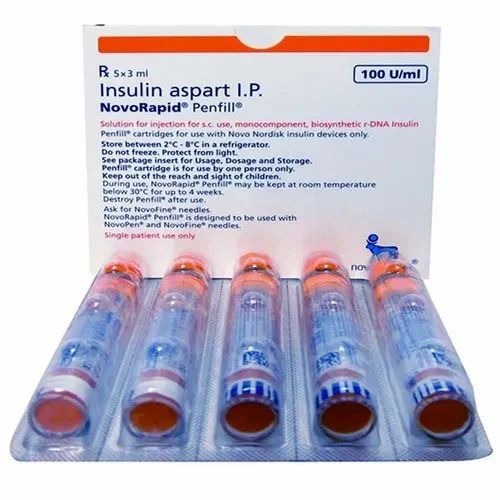 NovoRapid Penfill 100IU/ml Solution for Injection 5x3ml cartridges with outer carton