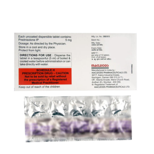 Omnacortil 5mg tablets blister strip close-up