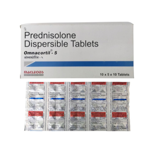 Omnacortil 5mg tablets box with multiple blister strips