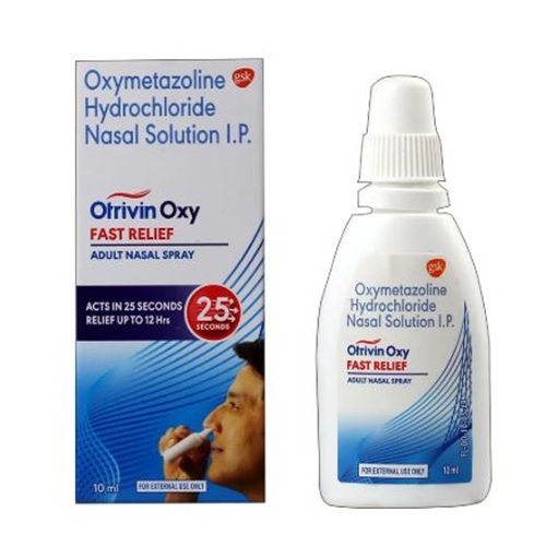 Otrivin Oxy Fast Relief Nasal Spray (Oxymetazoline Hydrochloride) 10ml carton with spray bottle