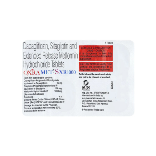 Oxramet S XR 1000 28 tablets back side packaging