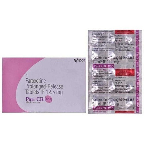 Pari CR 12.5 box packaging with 150 tablets paroxetine controlled-release, SSRI antidepressant for depression, anxiety, and OCD, online pharmacy ZarvyPharm