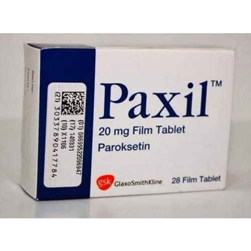 Paxil 20mg tablets product box with dosage label