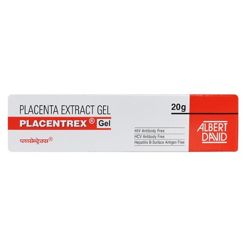Placentrex Gel 20gm box, front-facing box only