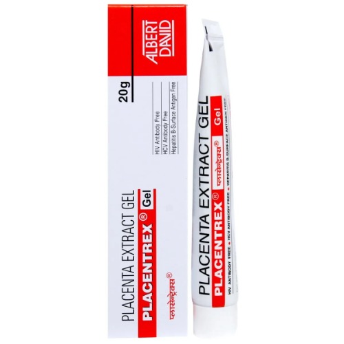 Placentrex Gel 20gm tube standing next to its box
