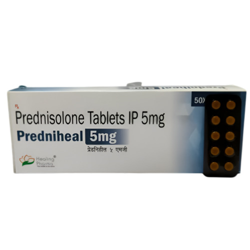 Predniheal 5 (Prednisolone 5mg) Cipla branded carton with multiple blister strips