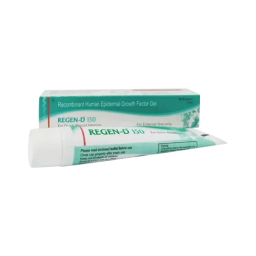 Regen-D 150 Gel 15gm small white tube partially outside its packaging box
