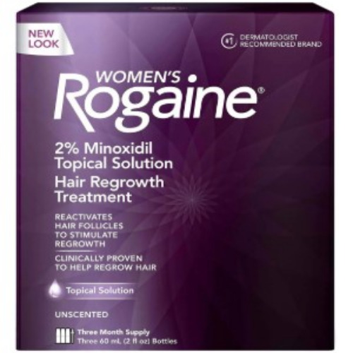 Rogaine Women’s 2% Solution 60ml box, front view with product name and usage details visible