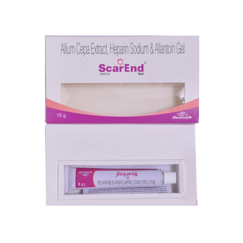 Scarend Gel 15gm tube displayed inside partially opened box with label visible