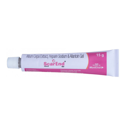 Scarend Gel 15gm single tube laid flat showing pink and white printed design