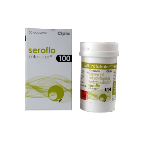 Seroflo 100 Rotacaps bottle with label front view