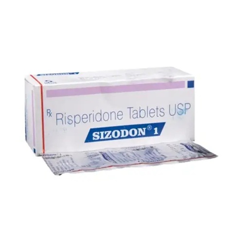 Sizodon 1mg 100 tablets pack with multiple blister sheets and box packaging