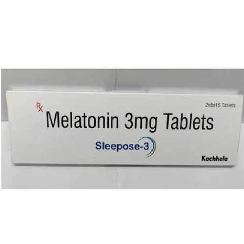Sleepose 3mg (Melatonin) 100 tablets white box packaging with brand logo, online pharmacy natural sleep aid for insomnia and jet lag