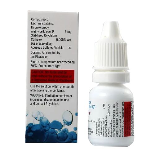 Eyemist Hypromellose Ophthalmic Solution USP 0.3% 10ml back side package with composition and dosage details