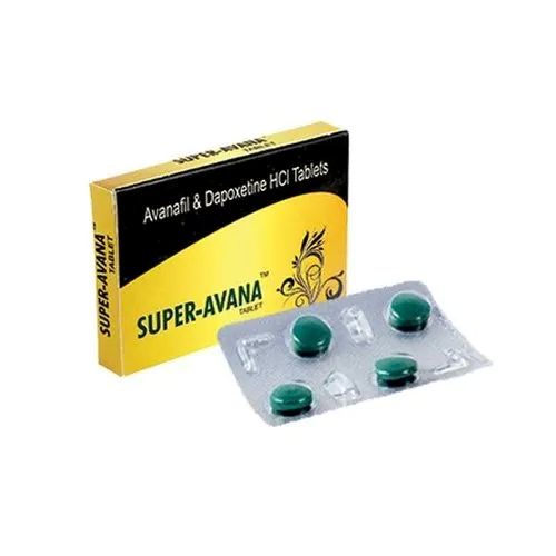 Super Avana 4 tablets box packaging with dosage and brand label