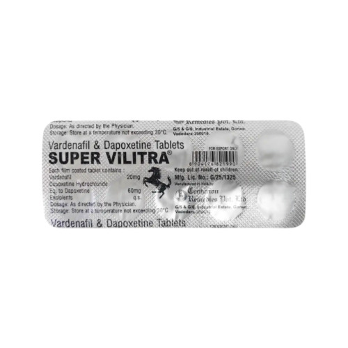 Super Vilitra 20 100 tablets back side packaging