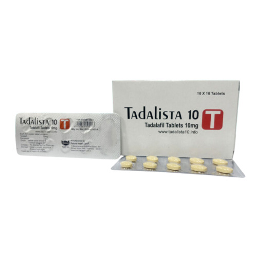 Tadalista 10mg boxes with blister strips, packaging and dosage information legible