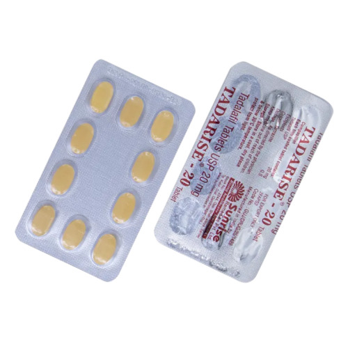 blister strip of Tadarise 20mg showing tablets and printed foil details