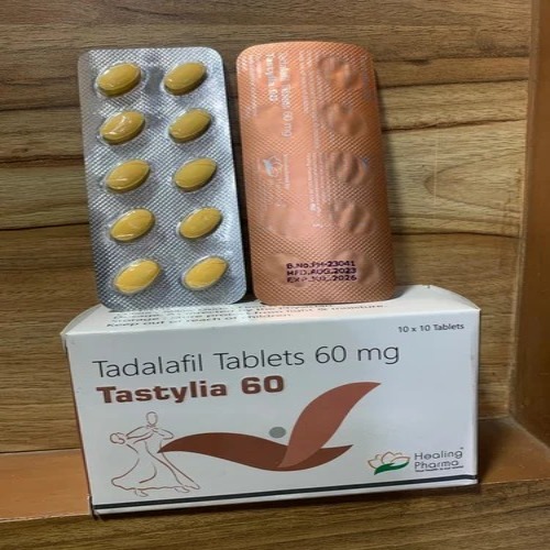 Tastylia 60mg (Tadalafil) full pack with copper foil and silver blister packs with box