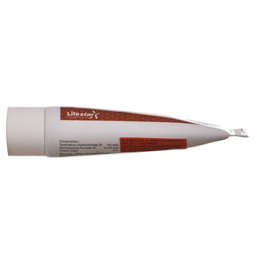 Terbinaforce-M cream tube, angled close-up with cap visible