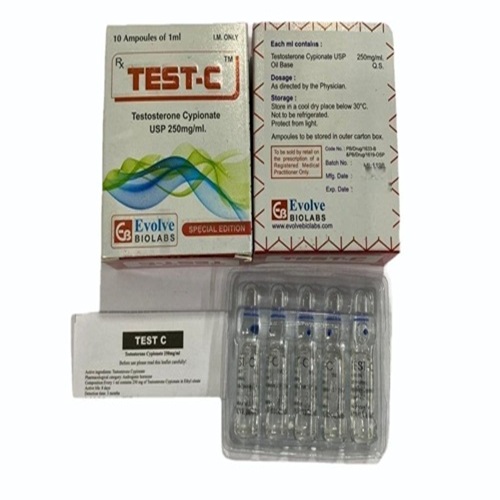 TEST-C 250mg Injection 10 Ampoules/1ml ampoule close-up