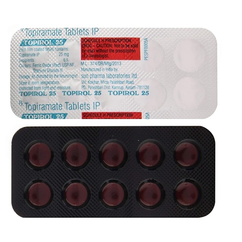 Topirol 25 tablet blister pack, label partially readable