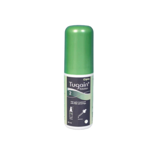 Tugain 2% (Minoxidil) green cap bottle for hair regrowth treatment
