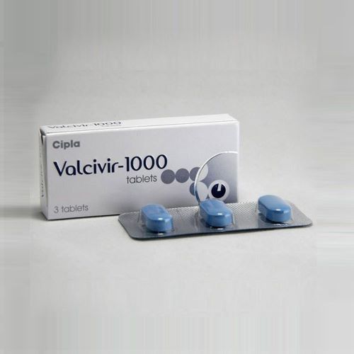 Valcivir 1000mg (Valacyclovir) blister strip with tablets and branded carton