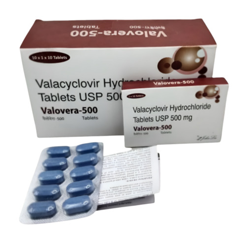 Valovera 500mg (Valacyclovir) full pack of 100 tablets with box and foil blisters