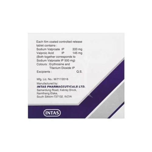 Valprol CR 500mg (Sodium Valproate and Valproic Acid) 150 tablets branded carton with multiple blister packs displayed, online pharmacy supplement for bipolar disorder and long-term epilepsy management