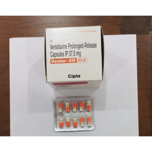 Venlor-XR 37.5 capsules box with blister pack side view
