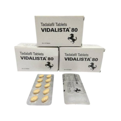 Vidalista 80mg tadalafil tablets multiple box packs with strips placed in front
