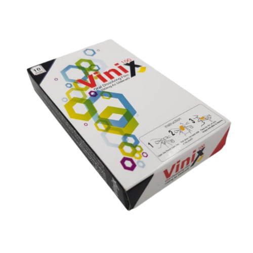Vinix 100mg box close-up with stripe pack, packaging details visible