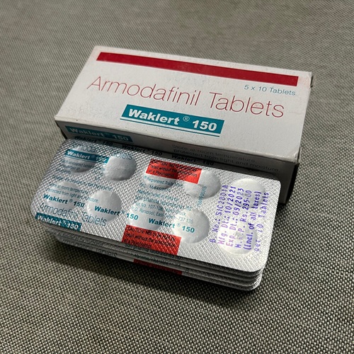 Waklert 150mg 50 tablets box with product label and tablet strip