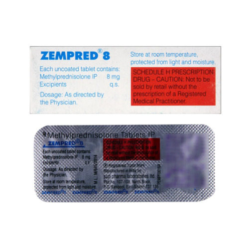 Zempred 8mg tablets box with multiple blister strips