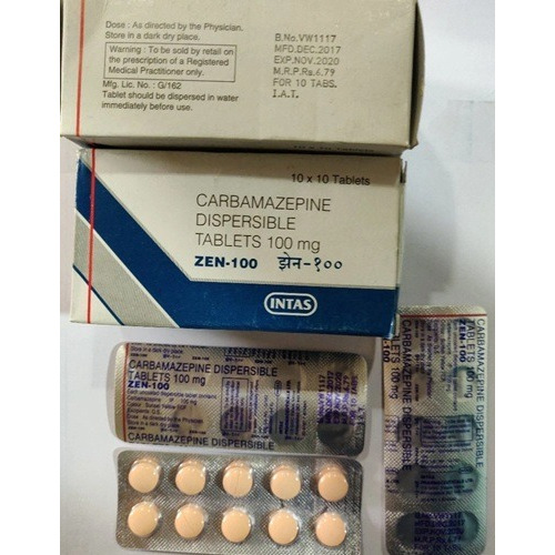 Zen 100mg (Carbamazepine) 100 tablets branded carton with multiple blister packs displayed, online pharmacy supplement for bipolar disorder and long-term therapy