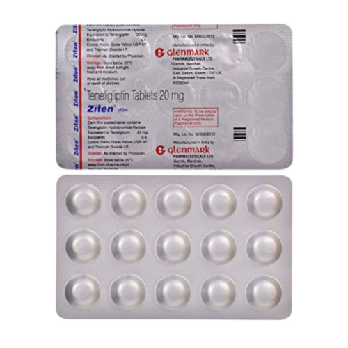 Ziten 20 tablets silver blister pack back side with label