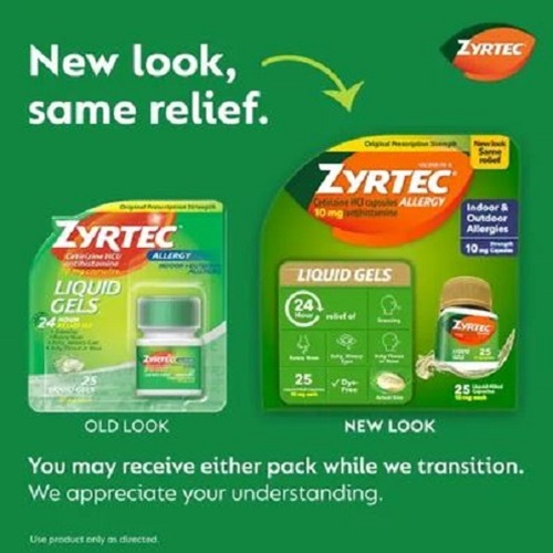 Zyrtec 10 (Cetirizine) comparison package design with old look and new look side by side